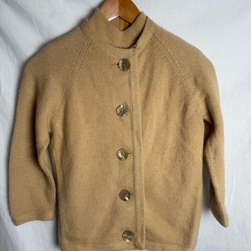 Vintage Tan Camelhair Women's Cardigan and Shell Set